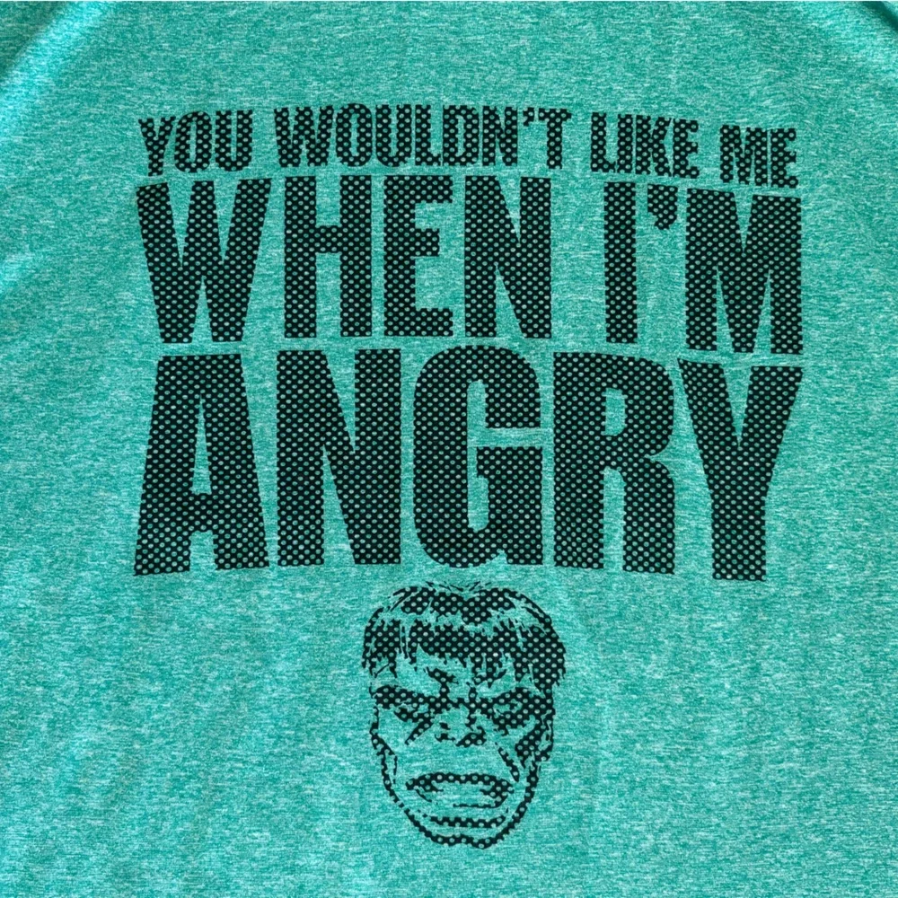 Marvel The Incredible Hulk Graphic Tee | Heather Green 2XL | "When I'm Angry" - Picture 3 of 6